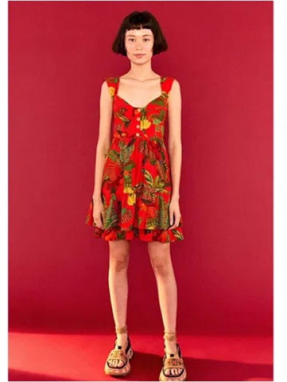 FARM Rio - Red Forrest Birds Mini Dress - NEW w/tags